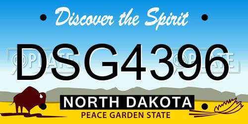 DSG4396 North Dakota License Plate