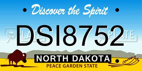 DSI8752 North Dakota License Plate