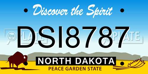 DSI8787 North Dakota License Plate