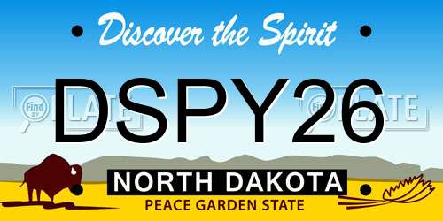 DSPY26 North Dakota License Plate