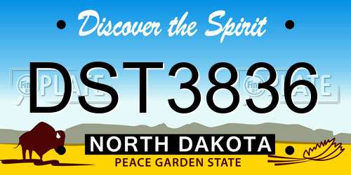 DST3836 North Dakota License Plate