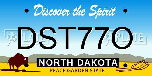 DST77O North Dakota License Plate