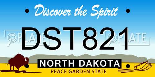 DST821 North Dakota License Plate