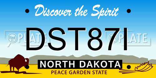 DST87I North Dakota License Plate