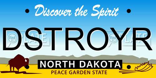 DSTROYR North Dakota License Plate