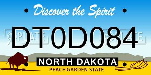 DT0D084 North Dakota License Plate