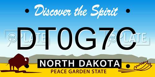 DT0G7C North Dakota License Plate