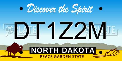 DT1Z2M North Dakota License Plate