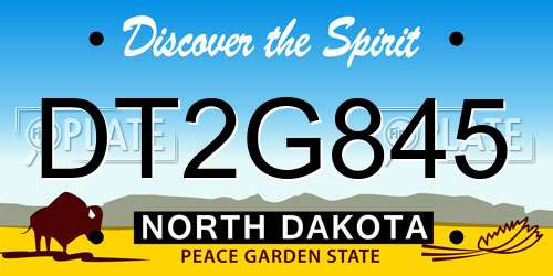 DT2G845 North Dakota License Plate