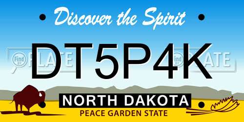 DT5P4K North Dakota License Plate