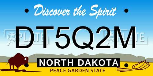 DT5Q2M North Dakota License Plate