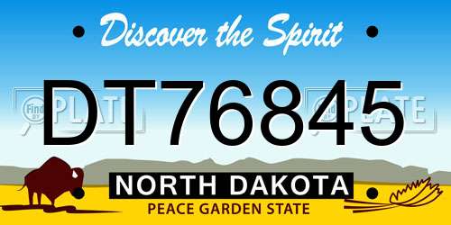 DT76845 North Dakota License Plate