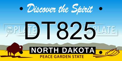 DT825 North Dakota License Plate