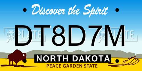 DT8D7M North Dakota License Plate