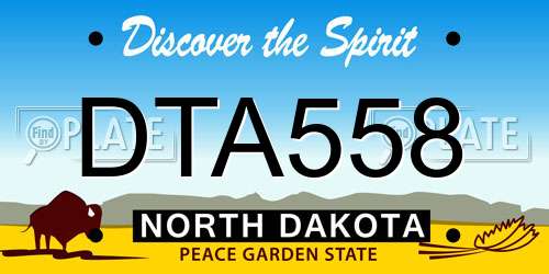 DTA558 North Dakota License Plate