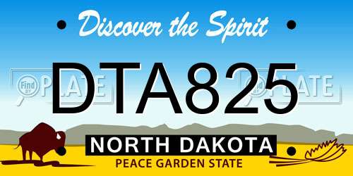 DTA825 North Dakota License Plate