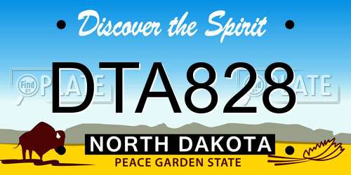 DTA828 North Dakota License Plate