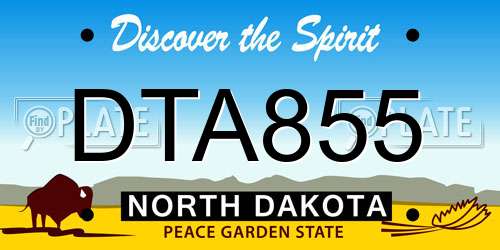 DTA855 North Dakota License Plate