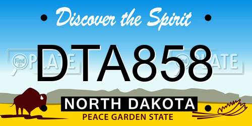 DTA858 North Dakota License Plate