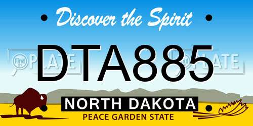 DTA885 North Dakota License Plate