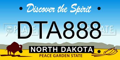 DTA888 North Dakota License Plate