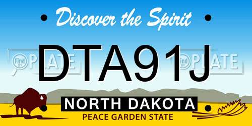 DTA91J North Dakota License Plate