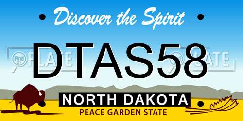 DTAS58 North Dakota License Plate