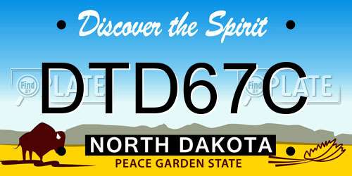 DTD67C North Dakota License Plate