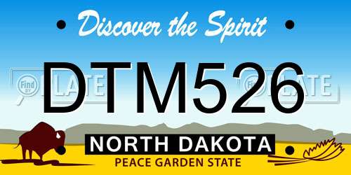DTM526 North Dakota License Plate