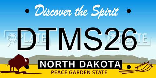 DTMS26 North Dakota License Plate