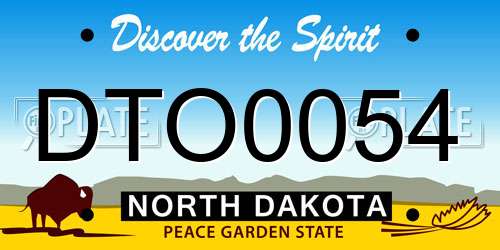 DTO0054 North Dakota License Plate