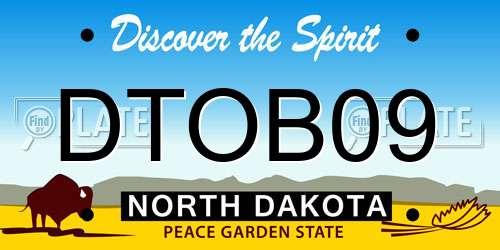 DTOB09 North Dakota License Plate