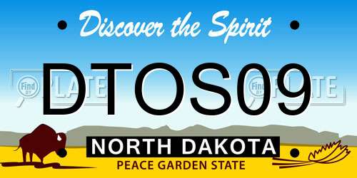 DTOS09 North Dakota License Plate