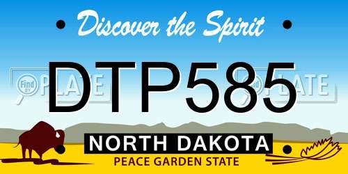 DTP585 North Dakota License Plate