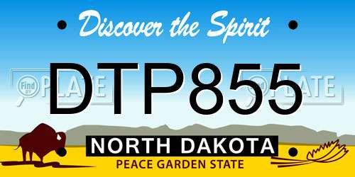 DTP855 North Dakota License Plate