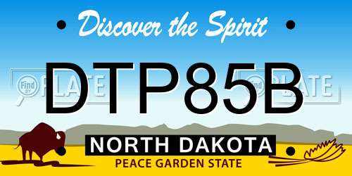 DTP85B North Dakota License Plate