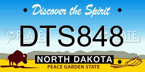 DTS848 North Dakota License Plate