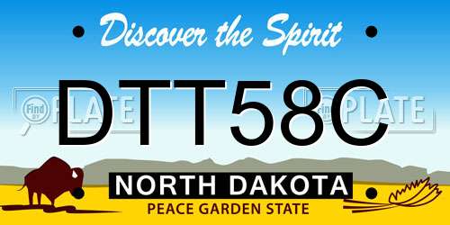 DTT58C North Dakota License Plate