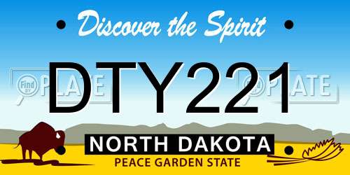 DTY221 North Dakota License Plate