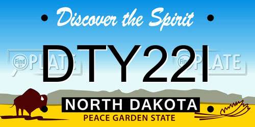 DTY22I North Dakota License Plate