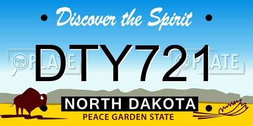 DTY721 North Dakota License Plate