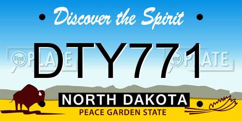 DTY771 North Dakota License Plate