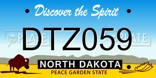DTZ059 North Dakota License Plate