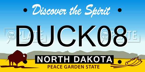 DUCK08 North Dakota License Plate