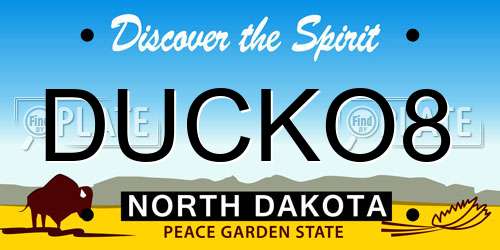 DUCKO8 North Dakota License Plate
