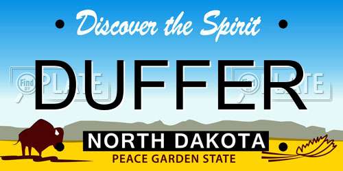 DUFFER North Dakota License Plate