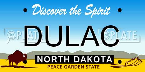 DULAC North Dakota License Plate