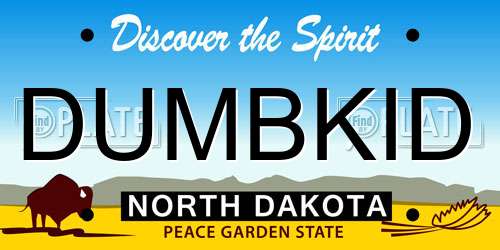 DUMBKID North Dakota License Plate