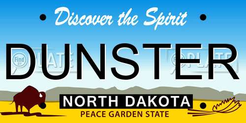 DUNSTER North Dakota License Plate