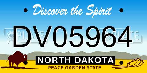 DV05964 North Dakota License Plate